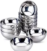 5Pcs Stainless Steel Mixing Bowl Set Double-Insulated Metal Prep Bowls Home Rice Soup Bowl Anti-Hot Bowl Food Container for Children?