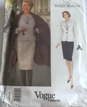 Vogue 1243 pattern 90s vintage The Vogue Woman size 14/16/18 jacket/ skirt/suit