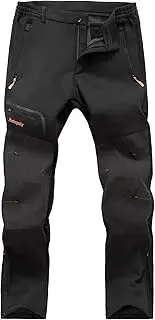 [Postropaky] Mens Hiking Snow Ski Pants Waterproof Outdoor Insulated Softshell Pants Snowboard Zipper Bottom Leg, Black, 36W x 32L, Black, 36W / 32L