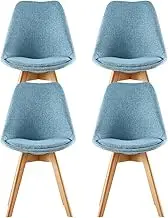 SJIALEN Kitchen Dining Chair,Backrest Leisure Chairs for Dining Bedroom Living Room Balcony Office Computer Chair Set of 4 Chairs(Color:Light Blue)