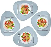 Cozy Life Modern Placemats Set of 4/6/8, Round Leather Placemats for Kitchen Dining Table, Heat Resist Easy to Clean Oval placemats(Blue)