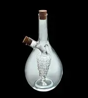 Hand Blown Clear Glass Oil Vinegar Bottle Cruet Inner Grape Chamber Cork Stopper
