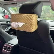 Car Tissue Holder for 120 Standard Tissue Boxes, Facial Tissue Holder for Auto Headrest, Faux Leather Napkin Box Cover, Large Capacity Car Tissue Dispenser Fits for 120 Kleenex Tissues Box (Beige)