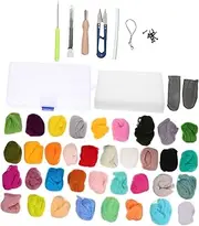 TEHAUX 1 Set Wool Felt Suit Kits Needle Rug Fleece Beginner Threaders Carders Wool Felt Kit Pad Felt Craft Kit Supplies Paint with Yarn Punch Kit Mat Roving Carded