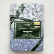 VTG Laura Ashley 2 Standard Pillowcases Ruffled Blue White Floral Devonport NIP