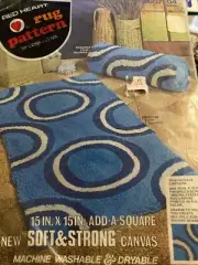 New Vintage 70s Red Heart Latch Hook Rug Groovy Circles Swirl Pattern Only HTF