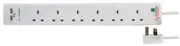 PRO ELEC - 6 Way 2 USB Surge Protected Extension Lead, 1m, White