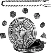 Metal Dice Case, Dice Jewelry Case WithFist Pattern, Portable Metal Dice With Pocket Watch Shell, Role Playing Board Games Accessory For Boys