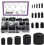 Swpeet 496Pcs 17 Sizes 1.5mm-20mm Black Vinyl Rubber End Caps Assortment Kit, Flexible Screw Thread Protector Caps, Round Tube Bolt Cover Caps, Protective Caps for Metal Tube Rod