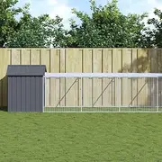 Outdoor Chicken Cage Coop with Run Anthracite 117x1221x123 cm Galvanised Steel
