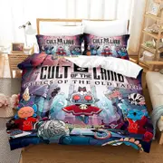 v658 Bed Sheets Game Cult Of The Lamb Bedding Set Single Twin Full Queen King Size Bed Set Adult Kid Bedroom Duvetcover Set Anime Bed Sheet Set 3-Piec