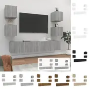 TV Cabinet Set 6 Piece High Gloss White/White 100x30x30 cm/80x30x30 cm vidaXL