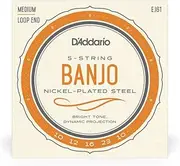 D'Addario J61 5-String Banjo Strings - Medium Gauge - 10-23