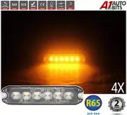4x 6 Led Amber Recovery Strobe Flashing R65 Grille Lightbar Lamps Truck Lights