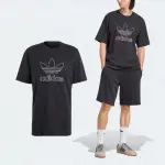 【ADIDAS 愛迪達】短袖 ADICOLOR OUTLINE TEE 男款 黑 白 寬鬆 純棉 短T 棉T 愛迪達(IU2347)