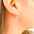 925 Sterling Silver Spiral Threader Hoop Earrings & CZ, 20 gauge 28mm Diameter