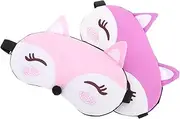 NIYANGLE 2pcs Cute Animal Sleep Mask For Kids Cute Cartoon Fox Blindfold Sleep Masks Eye Cover For Women Girls Travel Night Sleeping