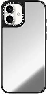 CASETiFY Mirror Case iPhone 16 Plus [Reflective / 4.9 ft. 1X Military Grade Drop Protection/Compatible with Magsafe] - Silver On Black