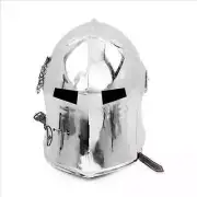 Medieval Barbuta Visored Knight Steel silver Helmet (Nickel Plated) | Props