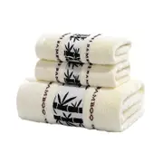 3Pcs Soft Absorbent Bamboo Fiber Hand Bath Towel-White