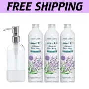 Sustainable Dish Soap Set: 3 Refills + Glass Dispenser with Non-Slip Sleeve