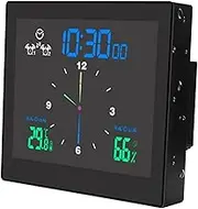 Shower Clock, Bathroom Alarm Clock, 11.8 * 10.5 * 3.5cm/4.65 * 4.13 * 1.38 inch Silent Non-Ticking Battery Operated, Wall Timepiece, Kitchen Indoor Temperature Humidity