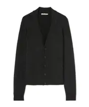 Palm Angels Logo Intarsia V-Neck Cardigan XL,M Dark gray, light lemon yellow.