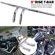 Chrome 8" Rise Drag T-Bars Handlebars For Harley Touring Dyna Softail Sportster