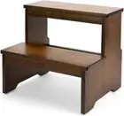 B0BJDKTVBP Bamboo Two Step Stool for Adults and Kids, Bed Stepstool with Ant...