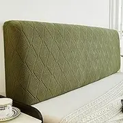 Green,130cm/51inches,Solid Color Headboard Slipcover Full Stretch Bedside Cover Fleece Bed Backrest Cover Thicken Double Upholstered Slip Cover Suitable for All Kinds of Headboard