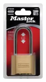 MASTER LOCK 175DLH - COMBINATION PADLOCK LONG SHACKLE - RESETTABLE COMBO - BRASS