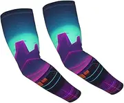 [FHEDVBN] Retrowave pictures Arm Sleeves Compression Arm Covers for Men Women Outdoor Sun Sleeves Cooling Sports Sleeve, Black
