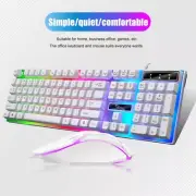 Gaming LED Wired Keyboard and Mouse Combo,with USB Mouse Rainbow Backlit White