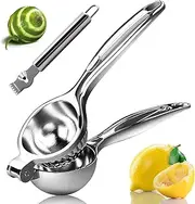 Monkkino Lemon Squeezer Juicer, Stainless Steel Handheld Lime Juicer, Manual Hand Citrus Press Bar Tool with Zester, 2 pcs