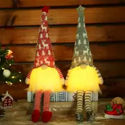2Pcs Christmas Light Gnome Decor Sitting Tomte Plush Gnomes Figurines Elf Dwarf Doll for Holiday Party Favor