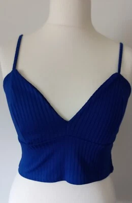 BNWT New Look Blue Bralette Crop Vest Bra Top Size 12