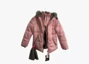 Gerry Girls Faux Fur Hooded Puffer Jacket&Reversible Beanie(CANDY PINK/GRAY)NWT