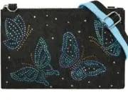 Brighton BUTTERFLY SPARKLE Small Denim Crystal Crossbody Bag $65.00 RT-NWT