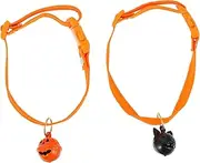COMPUKAS 2pcs Halloween Pumpkin Ghost Pet Collar Adjustable Neck Chain for Dogs and Cats Soft Bells Stylish Costume for Pet Parties