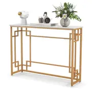 Giantex 1.1M Faux Marble Console Table Narrow Hallway Table Entryway Display Table w/Adjustable Footpads
