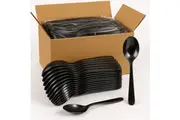 1200x Reusable Plastic Spoons Cutlery Bulk BPA Free Extra Strong - Gloss Silver