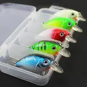 5Pcs Fishing Lures Hard Baits Crank Baits Crankbaits in Storage Box As Shown