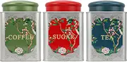 LIMILI Tea Coffee Sugar Canisters, Tea Coffee and Sugar Canisters Set, Kitchen Canisters Food Storage Jar, Vintage Style Food Containers with Airtight Lids for Home Kitchen Decoration