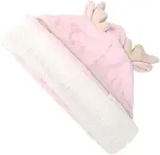 [WRITWAA] Deer Three Hats for Bonnet Headbands Winter Headwear Blanket Hooded Beanie Newborn Wrap Scarves Scarf One- Hat Warm Hat Pink Cotton
