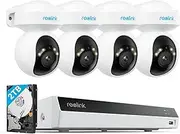 Reolink 4K Security Camera System with PT Auto-Tracking, 355°Pan 50°Tilt, 4K PoE Cameras Home Surveillance Wired Outdoor, Smart AI Detection, Spotlights & 2-Way Talk, 8CH NVR 2TB HDD, RLK8-800PT4