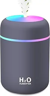 MVUOCR Mini Humidifier, 300ml Cool Mist, USB Powered, Night Light, Auto Shut Off, Quiet Operation, Grey, Plastic, Manual, for Baby Room, Bedroom, Office, Travel