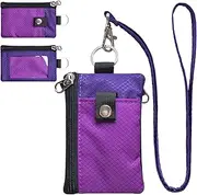 [CHENSPRX] Minimalist RFID Blocking Small Wallet with ID Window,WaterResistant Zip Id Case Wallet with Lanyard Keychain for Cards,Cash,Travel,Women,Men, Violet+purple, Minimalist