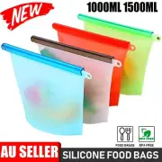 Silicone Food Storage Bags Reusable Snack Zip Lock Pouch Fresh Sealer Kitchen AU