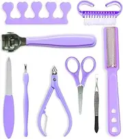 Hair Line Professional Manicure/Pedicure Nail and Foot Care Tool Kit for Men and Women Home, Travel and Saloon Use_9Pcs_Purple