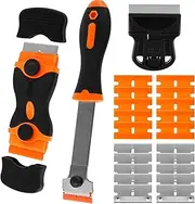 Razor Blade Scraper 3 Pack Razor Scraper Tool Kits with 10 Plastic and 10 Metal Razor Blades Multifunctional Cleaning Scraper Tool for Removing Label from Windshield Appliance Glass Car Window